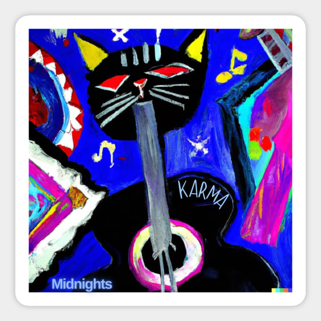 Karma is a cat Midnights Sticker by DadOfMo Designs